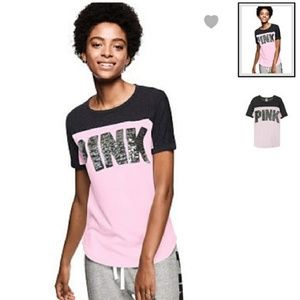 NEW Sequin Graphic Pink Tee shirt